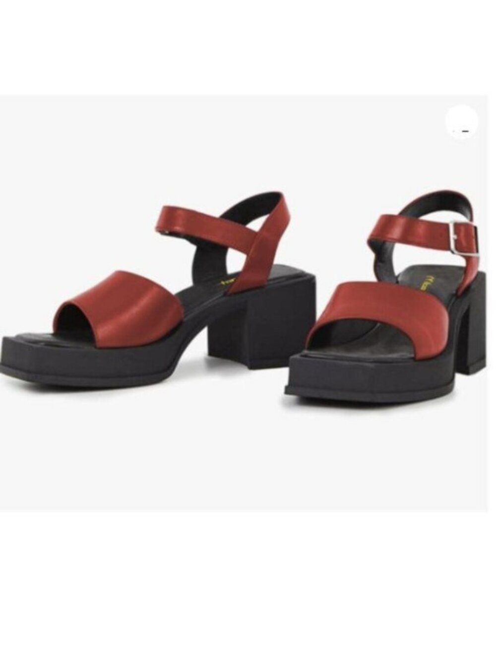 Milooey  Womens Open Square Toe Heeled Platform Sandals Chunky  Low Heel Red